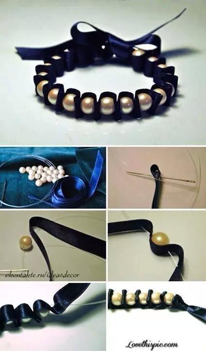 bead and ribbon braclet